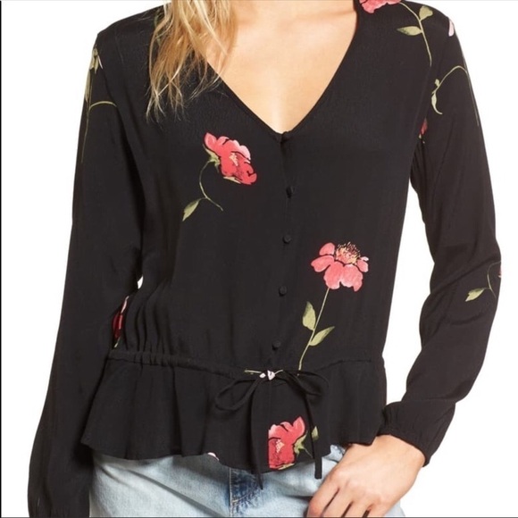 𝅺Rails Beaux Blossom Floral Print Blouse SM Blouse Long Sleeve Tie Waist Top - Picture 3 of 8